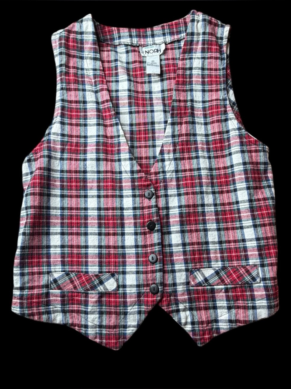 Mister Noah 90s Vintage Tartan Plaid Button Up Vest Sz M